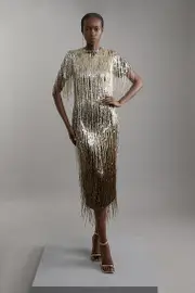 Embellished And Beaded Tassel Woven Maxi Dress