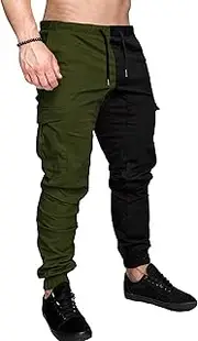 [Generic] Men's Color Block Stylish Joggers Pants Elastic Waist Comfort Sweatpants Pants Casual Lightweight Outdoor Trousers