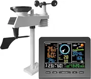 Wireless Weather Station with Outdoor Sensor, Weather Station with Weather Forecast, Temperature, Air Pressure, Humidity, Wind Gauge, Rain Gauge, Moon Phrase, Alarm Cloc