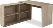 Artiss Computer Desk 130cm Oak Desktop Melamine Finish Office Corner Laptop Desks Shelf Study Student Table, Home Furniture for Room, with 2 Tiers Swivelling L Shape Shelves Bookshelves Matt