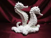 Ceramic Bisque Seahorses on Waves U-Paint Ready to Paint Ocean Fish Sealife