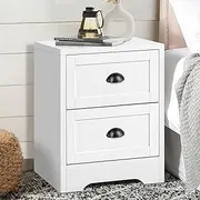 ALFORDSON Bedside Table Wooden Nightstand Cabinet 39cm x 39cm x 50cm Storage Organiser Drawer Shelves Vintage Bedroom Living Room Sofa Side Table with Cup Handle(White)