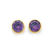 9ct Gold Purple Cubic Zirconia Stud Earrings in Clear
