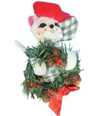 Annalee 6 in North Woods Boy Mouse Doll Holding Christmas Wreath Poseable New