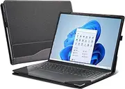 Laptop Cover for HP Envy x360 Laptop 15t /15z-XXX/15-fh|15-ed/15z-ey15-er/15-ep/15t-es100|2-in-1 Laptop.All Inclusive Drop Case 15.6" PU Leather Inside Pocket Cover Shell (15.6inch, Gray-Black)