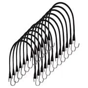 12 Pack Tarp Straps for Flatbed Trailers 21" Rubber Bungee Cord w/Metal S-Hooks