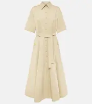 [Valentino] Valentino VGold cotton and linen shirt dress AU 8 beige