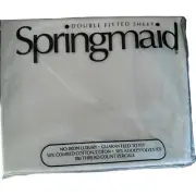 Vtg Springmaid Ivory No Iron Percale Double Fitted Sheet USA NIP