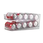 2 Tiers Can Dispenser Drink Beer Beverage Storage Rack Fridge Holder Shelf New