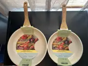 Authentic kitchen Non-Stick 2Pc Set 11" & 9.5" Frying Pan / Skillet Cookware New