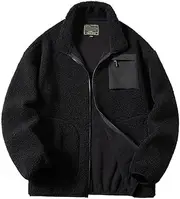 [ZHANGSHAOHUA] Unisex Lambswool Coats Mens Womens Fleece Jackets Teen Couples Thermal Clothing, Black, Medium