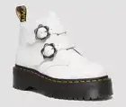 Dr. Martens Women's Devon Flower Leather Platform Boots White Booties Sz 7 NEW