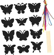 COHEALI Scratch Cards 12pcs Shaped Art Materials for Children Paper Bamboo Craft Kit