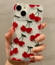 Red Cherries Cherry Mobile Phone Case Transparent Clear iPhone 15 Plus