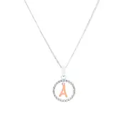 45cm Sterling Silver & Rose Plated Initial Necklace with Cubic Zirconias