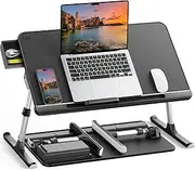 SAIJI Laptop Bed Tray Table for Eating Breakfast, Computer Lap Desk with Anti-Slip PVC Leather,Adjustable Stand for Sofa Couch, (Large,Black)