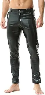 [YOOBNG] Mens Activewear Leggings Skinny Faux Leather Pants Straight Leg Leggings Disco Casual Pants