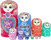 Matryoshka Russian Nesting Dolls 10-Layer Nesting Dolls Handmade Wooden Creative Educational Toys Cute Matryoshka Girls Crafts Gifts Cute and Fun Gift (Color : A)