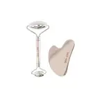 Silver Facial Roller and Gua Sha Tool Workout Skin Care Set for Wrinkles and ...