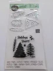 Sizzix - Framelits Die Set with Stamps - Winter Trees by Jordan Caderao - NEW