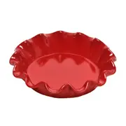 Emile Henry 26cm Ceramic Ruffled Pie Dish Kitchen Baking Plate/Mould Burgundy