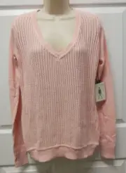 Bloch Ladies Long Sleeve Pink ballet Sweater Ladies Large v neck