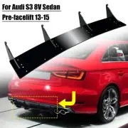 Rear Bumper Diffuser Lip Shark Fin Cover For Audi S3 8V Sedan 2013-2015 Black