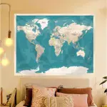 裝飾美屋❥🔥世界地圖掛布兒童房改造布可愛卡通海洋地圖背景布宿舍裝飾布掛畫