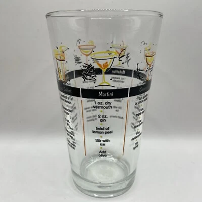 Mid Century Vintage Libbey Cocktail Mixer Glass Drink Recipe Bar Accessories NWT