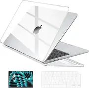 EooCoo Compatible with MacBook Air 15 inch Case 2025 2024 2023 M4 M3 A3241 A3114 M2 A2941 Liquid Retina Display, Plastic Hard Shell Case + Keyboard Cover + Screen Protector, Crystal Clear