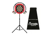 Target Darts OMNI TEX PRO Dart Board, Red Surround, Dart Mat, Stand + Darts