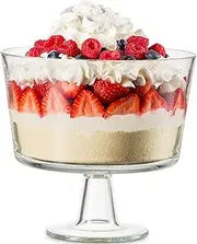 Godinger Trifle Bowl, Fruit Bowl, Italian Made Crystal Glass Footed Trifle Bowls, Dessert Display Cake Stand - Made in Italy