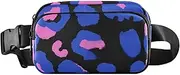 [Amooorous] Fluorescent Blue Peach Leopard Trendy Waist Pack Crossbody Bag for Men Women Water Resistant Crossbody Belt Bag with Adjustable Strap for Travel Vacation Running, Fluorescent Blue Peach Leopard, 1