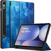 [EasyAcc] Case Compatible with Samsung Galaxy Tab S9 FE+ Plus/S9 Plus 12.4 Inch 2023 with S Pen Holder - Ultra Thin with Stand Function, Slim PU Leather Protective Case, Blue Stars
