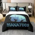 Manatee Lover Duvet Cover Full Size, Underwater Sea Animal Bedding Set