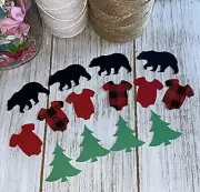 Lumberjack Party Confetti - Woodland Baby Shower - Bears, Deer and Jumpsuits Red