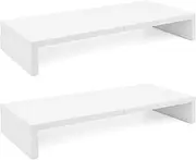 TEAMIX 2 Pack White Monitor Stand Riser-20 inch, Wood Monitor Stand for Desk, TV/Screen/PC/Printer/Laptop Riser, Computer Stand with Keyboard Organizer Desktop Stand, Monitor Riser…