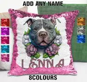 American BullDog Cushion Cover Sequin Throw Pillow Flip Sequins Personalised
