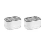 2x Boxsweden 300ml Brite Sponge Soap Dispenser Kitchen Organiser Holder w/Tray