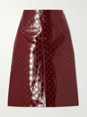 [Gucci] Gucci - Embossed Crinkled Patent-leather Skirt - Red - IT44 IT 44 Red