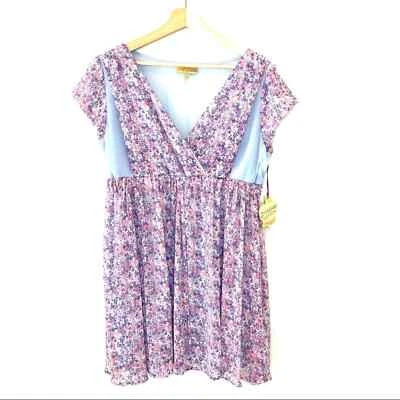 PRINCESS VERA WANG Ruched Peasant Floral Dress