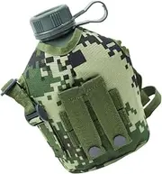 ROMISBABA Camouflage Water Bottle Collapsible Camping Water Container Outdoor Travel Bottle Leakproof Aluminum Canteen