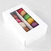 Cheerico 25 Sets of Clear Square Macaron Boxes (Minimalist Style, 17cm x 11cm x 5.5cm, Fits 5cm Macarons, Transparent Windows, Reusable, $2.30 Per Set)