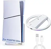 Zurligi RGB Vertical Stand Compatible with PS5 Slim & PS5 Console, Led RGB Base Stand with Light Mode, Non-Slip Base Mount for Play Station 5 & Play Station 5 Slim Disc & Digital Accessories (White)