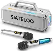 80W Outdoor Karaoke Machine with 2 Wireless Mics | IP65 Waterproof, 12H Playtime & Beat-Sync Lights | Mitsubishi DSP for Studio Sound | Pool, Beach, Camping Party Speaker(White)