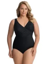 Miraclesuit Women's Plus Size Swimwear Oceanus V-Neckline Underwire Bra Tummy