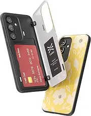 [TORU] CX Hybrid for Samsung Galaxy S23 Wallet Case | Dual Layer Slim Protective Hard Cover with Hidden 2-Credit Card Slot Holder - Floral Pattern