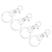 44mm Swivel Clasps Lanyard Snap Hook with Binder Ring for DIY White, 4Pcs