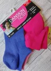 NWT DANSKIN 6 PAIR GIRLS Liner Socks Sz S Mesh Ventilation Comfort Top FAST SHIP