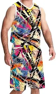 [KQNZT] Basketball Jersey and Shorts, Custom Basketball Jersey, Men's Athletic Basketball Jersey, Modern Abstract Psyche Art Wave Point Geometry